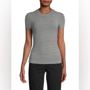 Theory Women's Striped Fitted T-shirt In Black White petite small